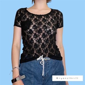 sheer black lace top